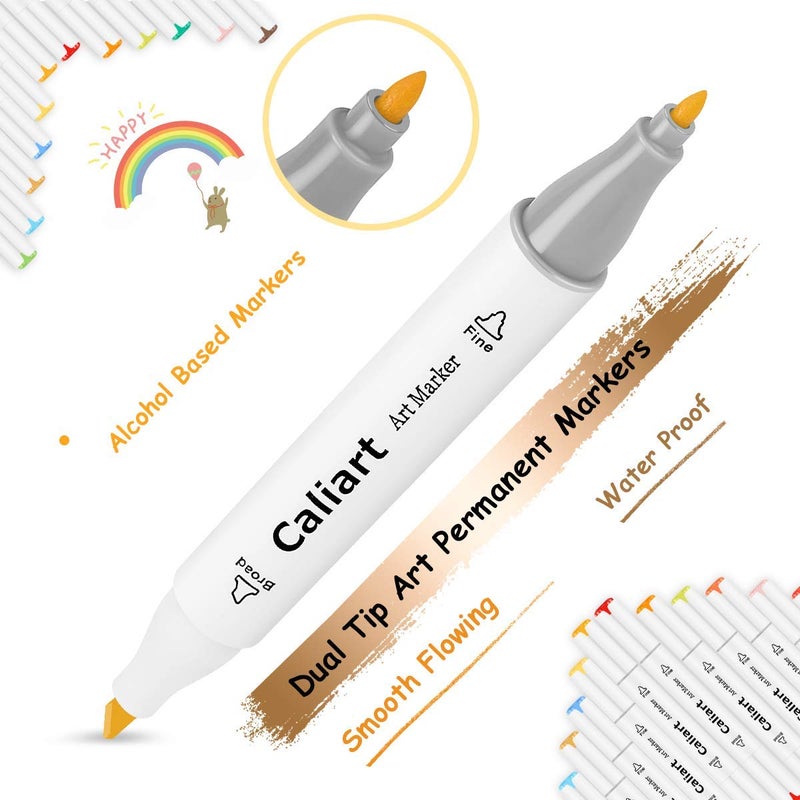 Caliart Markers  168 Colors Dual Tip Art Markers Sketch Pens  Easter Basket Stuffers for Kids Teens Toddler  Permanent Alcohol Based Markers for Adult Book Eggs Decorations Gift Drawing Supplies Kit - Image 3
